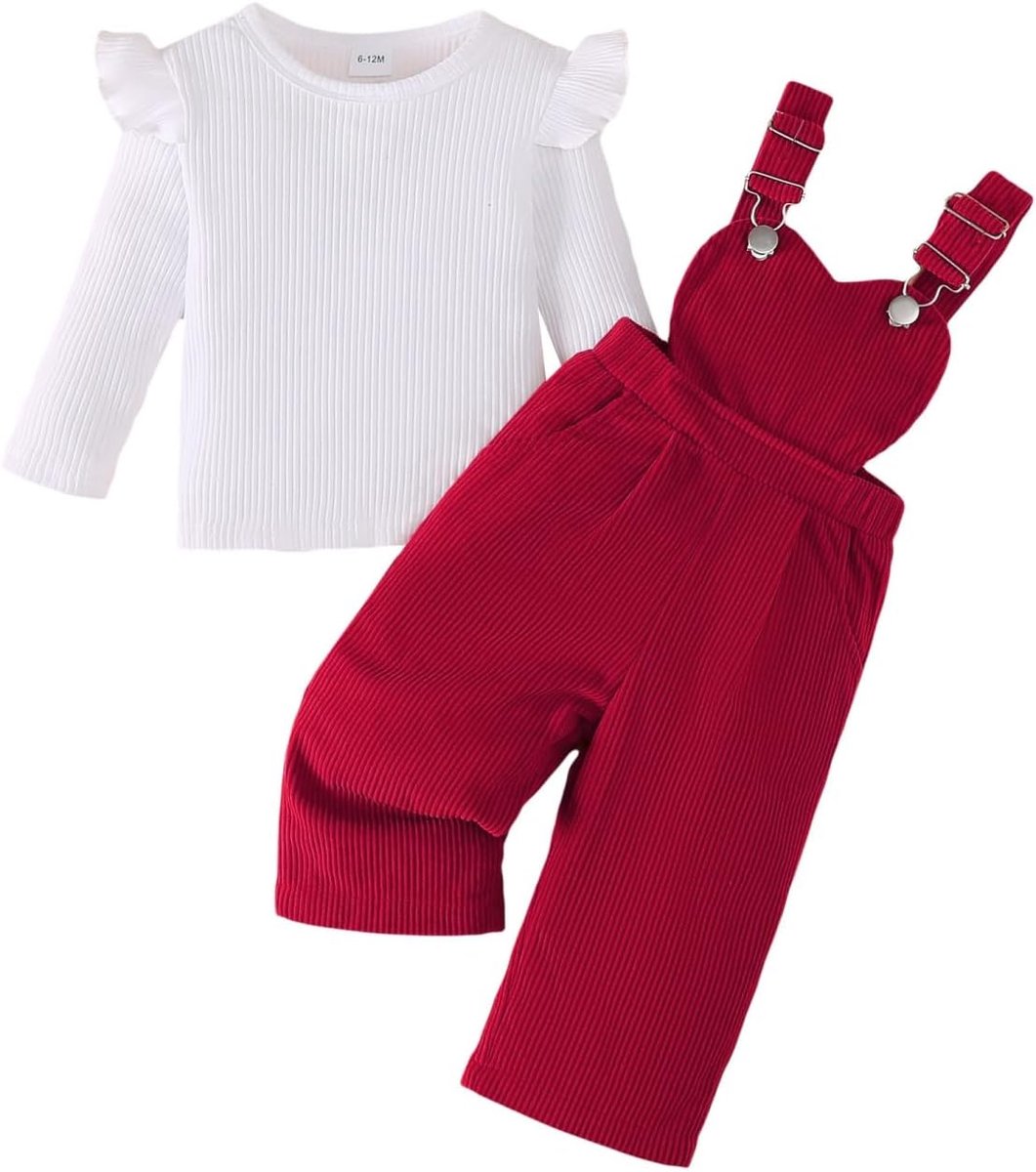 Kleding voor kleine meisjes, ronde hals, bovendeel met mouwen, eenkleurige shorts met hartvormige bandjes