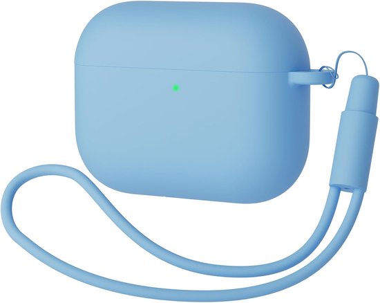 2 stuks hoes compatibel met AirPods Pro 3 (2025), beschermende siliconen hoes voor AirPods Pro 3e, zachte huid voorkant led zichtbaar siliconen hoesje (zwart+hemelsblauw) — afbeelding 2