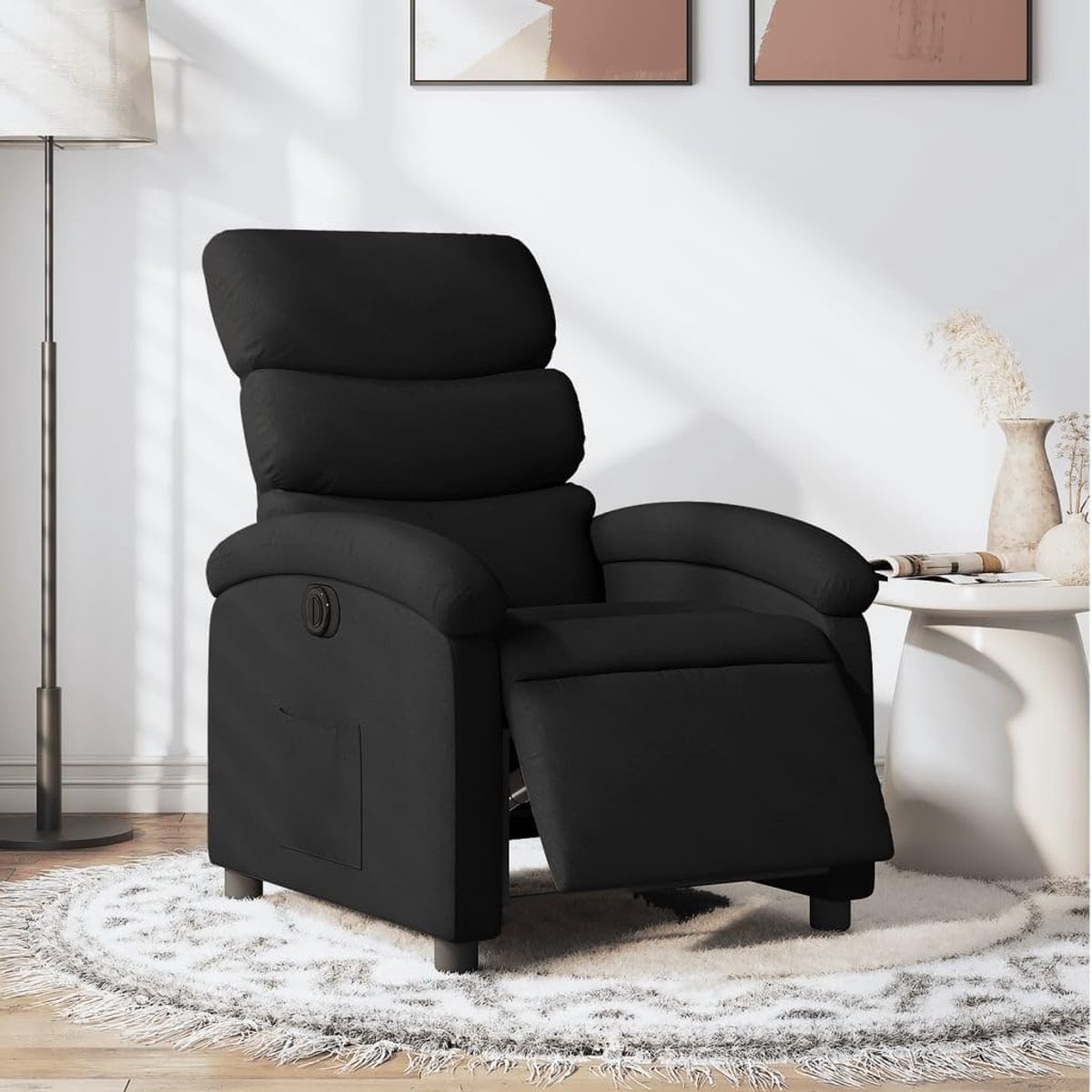 Elektrische leunstoel, zwart, van stof, relaxstoel, televisiefauteuil, seniorenfauteuil, elektrische/handmatige relaxstoel, #1