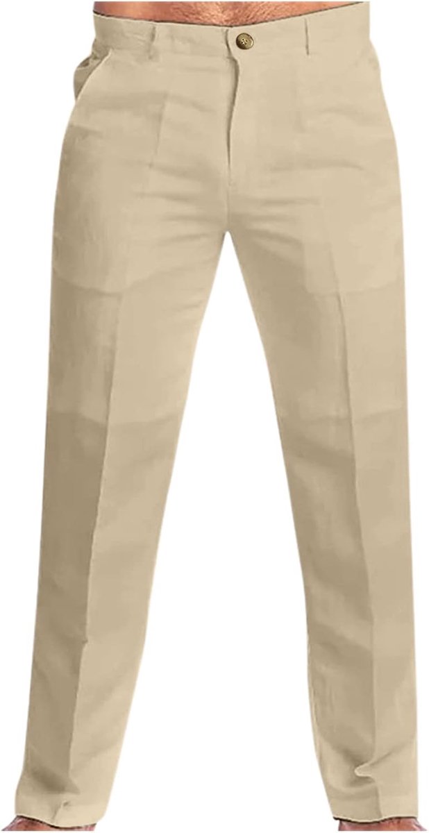 Linnen broek heren zomerbroek lichte stoffen broek vrijetijdsbroek strandbroek ademend trekkoord elastische tailleband casual regular fit comfortabele reisbroek nieuw A237