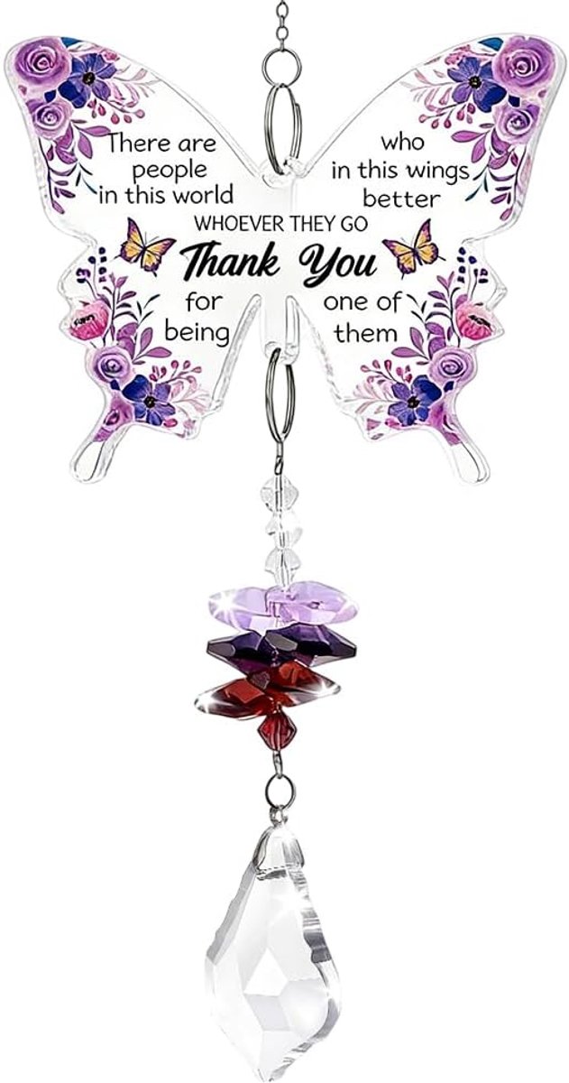 Vriendschapscadeaus voor vrouwen, vlinder kristallen zonnekap, vlindervormig acryl decoratieschild, zonnekap kristallen geluksbrenger, vriendschapscadeaus