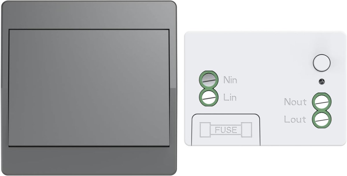 Draadloze schakelaar, zonder batterij, draadloze schakelaar, zelfvoorziening, RF433, wisselschakelaar, draadloos, zonder batterij, radioschakelaar, afstandsbediening (grijs, 1