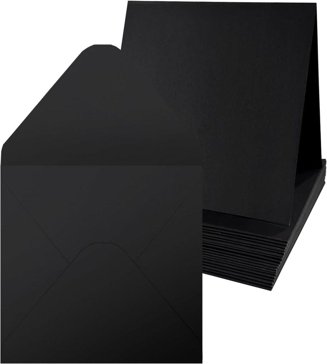 20 Set 6x6 inch Zwart Vlanko Kaarten met Briefenveloppen, 100gsm Enveloppen 300gsm Vouwkaarten voor Wenskaarten, Uitnodigingen, Verjaardagskaarten, Dankkaarten - 15,2 x 15,2 cm