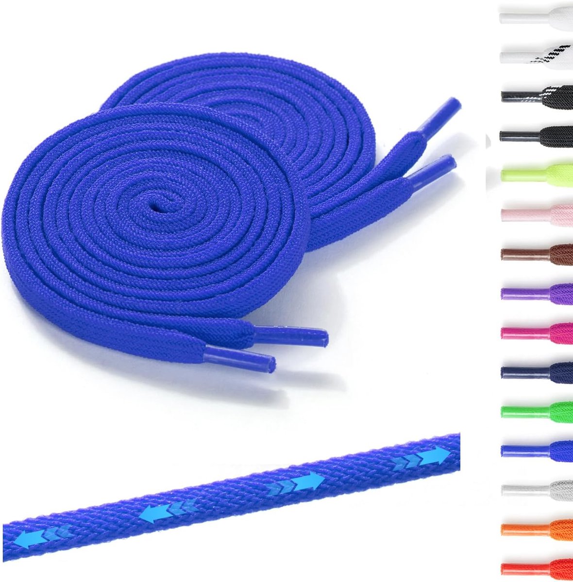 Schoenveters, plat - elastische schoenveters zonder strik voor kinderen en volwassenen, 7 mm breed, rubberen schoenveter