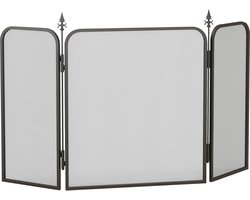 Haardscherm voor open haarden-opvouwbaar-metaal-96 x 1,3 x 56 cm-zwart