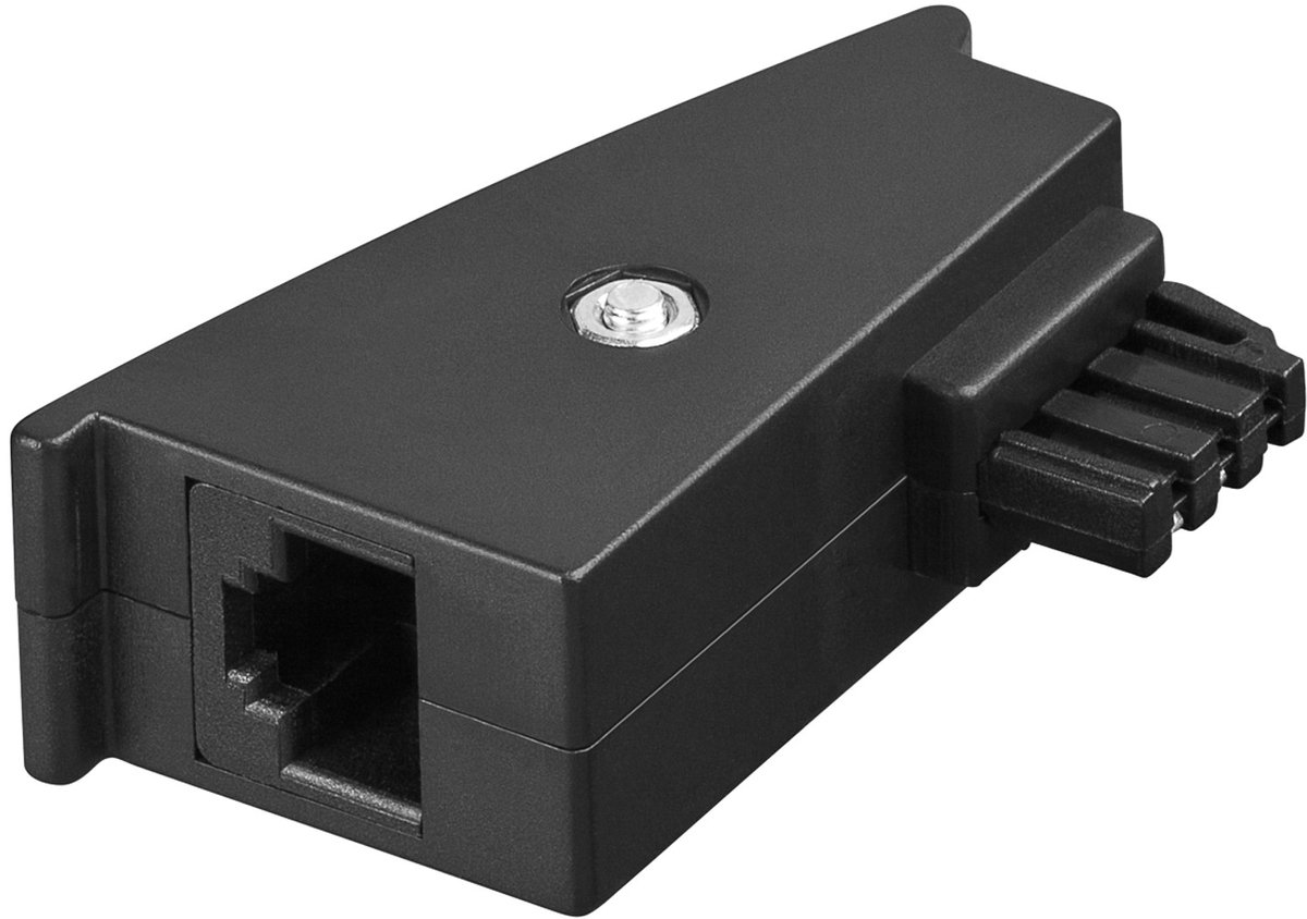 Image of Goobay Telefoonadapter zwart, TAE-F-stekker pin 1/2 naar RJ45-bus 8P2C pin 1/8, niet afgeschermd, voor FRITZ!Box