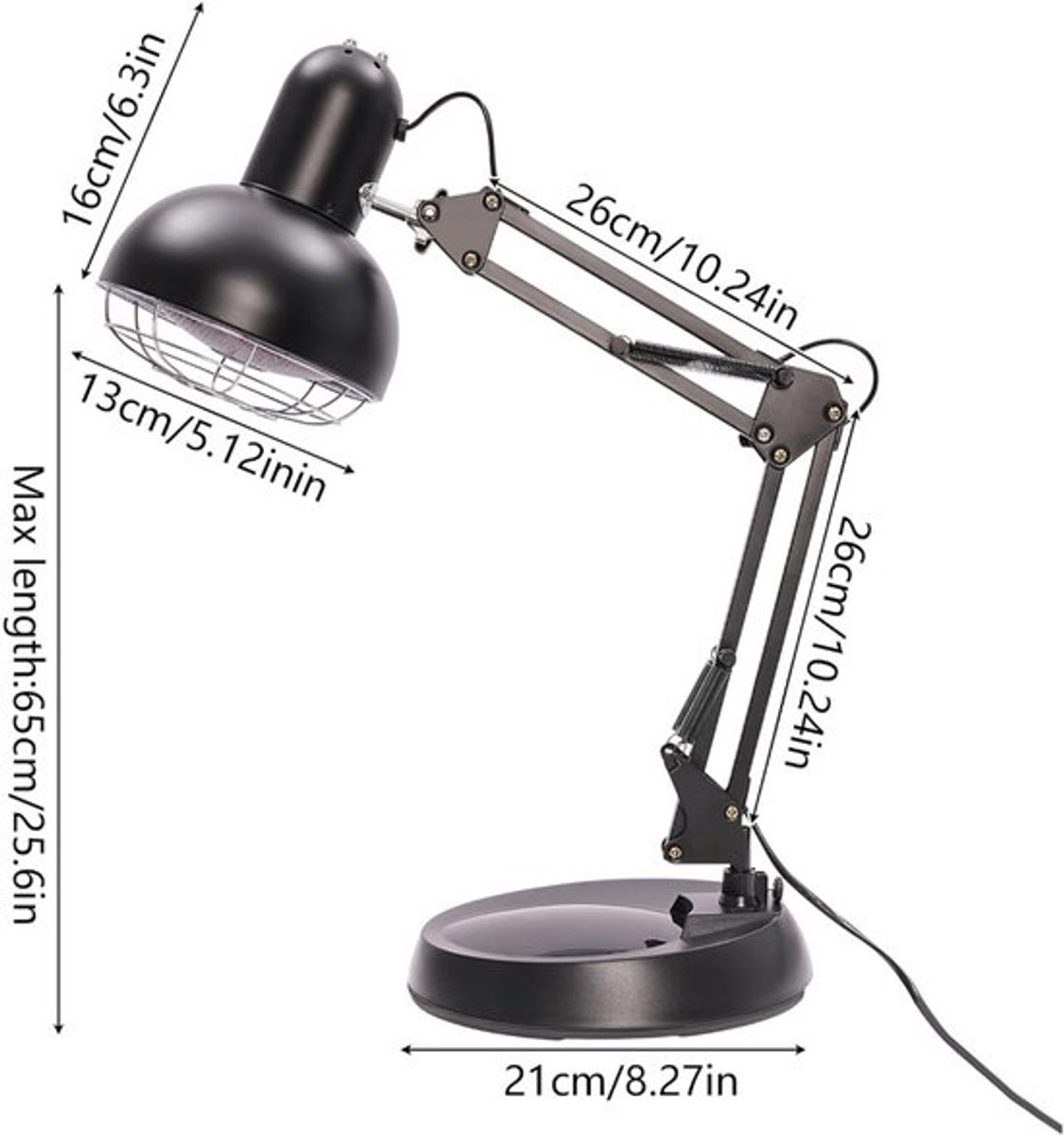 Infrarood Verwarmingslamp Staand - 150 W Vermogen - Zwart - IJzer En Kunststof - Voor Thuisgebruik