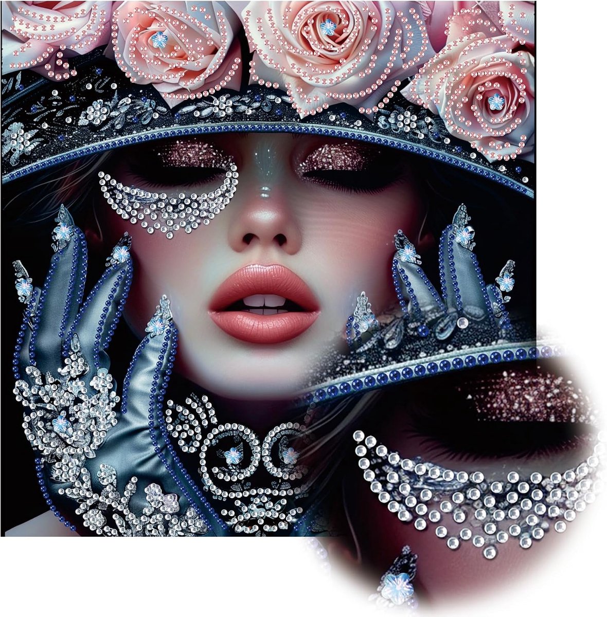 DIY Diamond Painting Volwassen Mooie Roze, 5D Diamant Schilderij Speciale Vorm Kruissteek Strass Diamond-Schilderij, Diamant Schilderij Ambacht Thuis Knutselen Muur Decor 30 x 30 cm