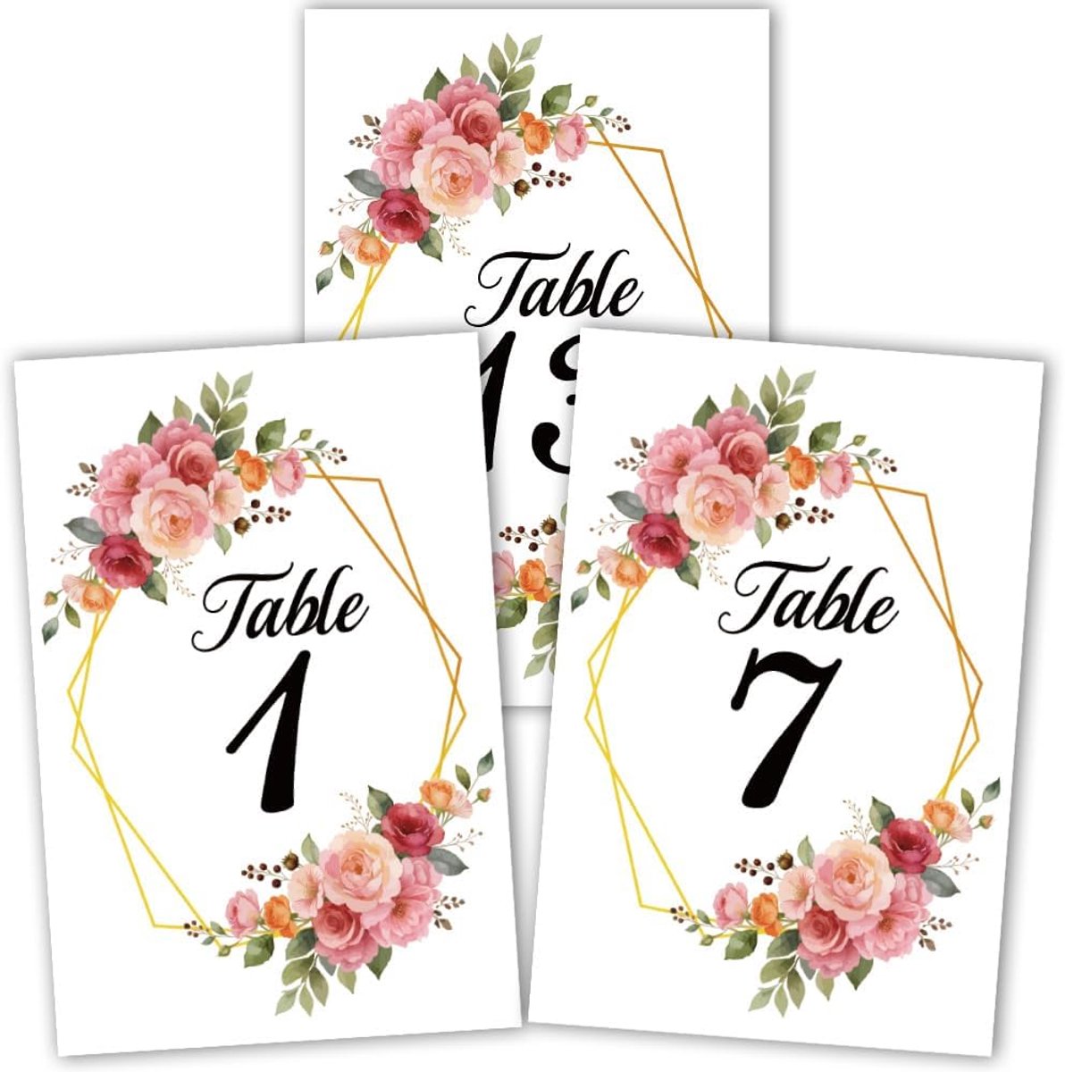 26 bloemenbruiloftstafelnummers 1 25 met hoofdkaart 15 x 10 cm tafelnummers in rozenvorm, dubbelzijdig, voor decoratie van bruiloft, verjaardag, feest