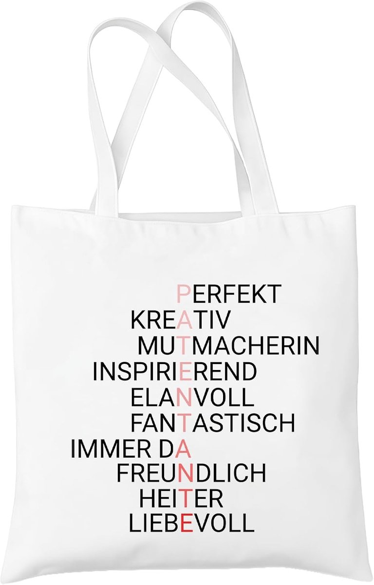 cadeauset – cadeau patentante, stoffen tas "Patentante met hart" 40 x 35 cm – cadeau voor peettante verjaardag Kerstmis bedankje