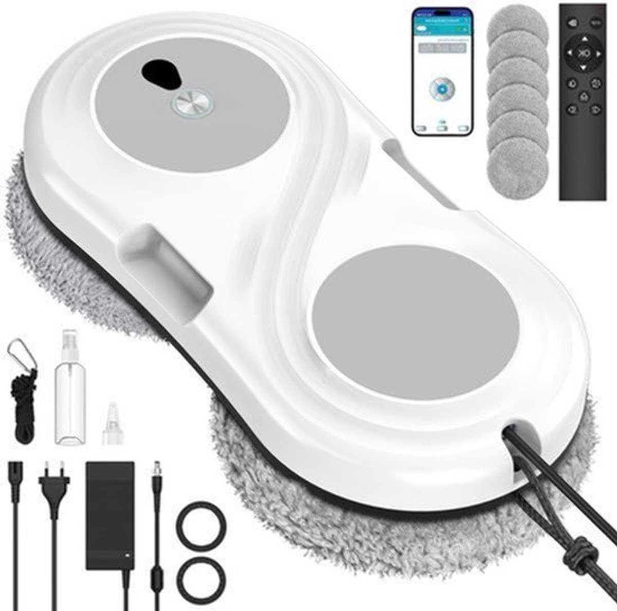 Ramenwasser Robot – Ruitenreiniger – Raamreiniger – Elektrische Ramenwasser – Raamwisser – 5600 Pa Zuigkracht – 60ml Waterreservoir Met Afstandsbediening