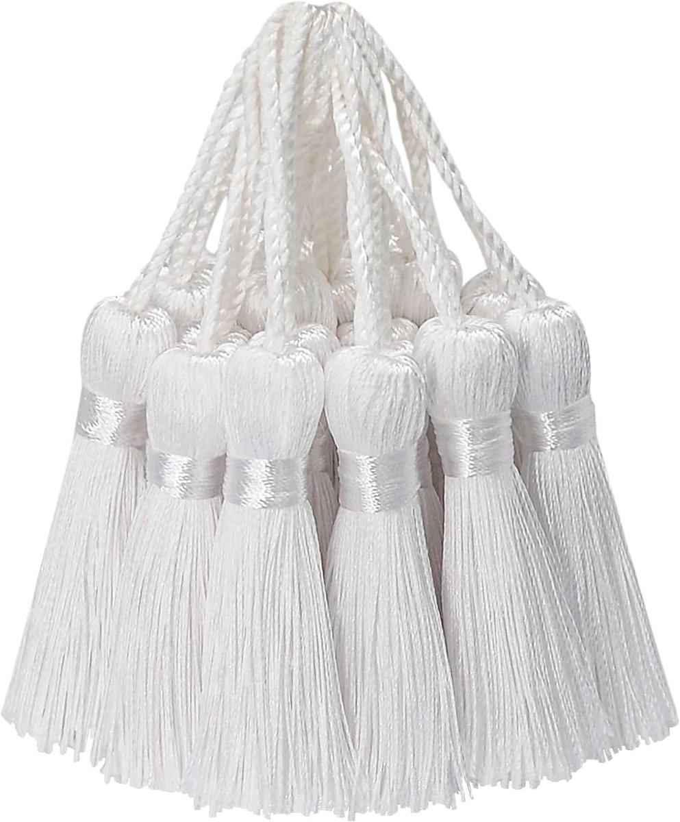 Set van 30 Zachte Kwast Hangertjes van 11 cm voor Creatieve Knutselprojecten in Wit