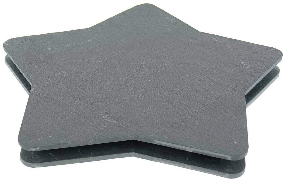 Kaemingk decoratieplaat leisteen ster donkergrijs Ø 24 cm