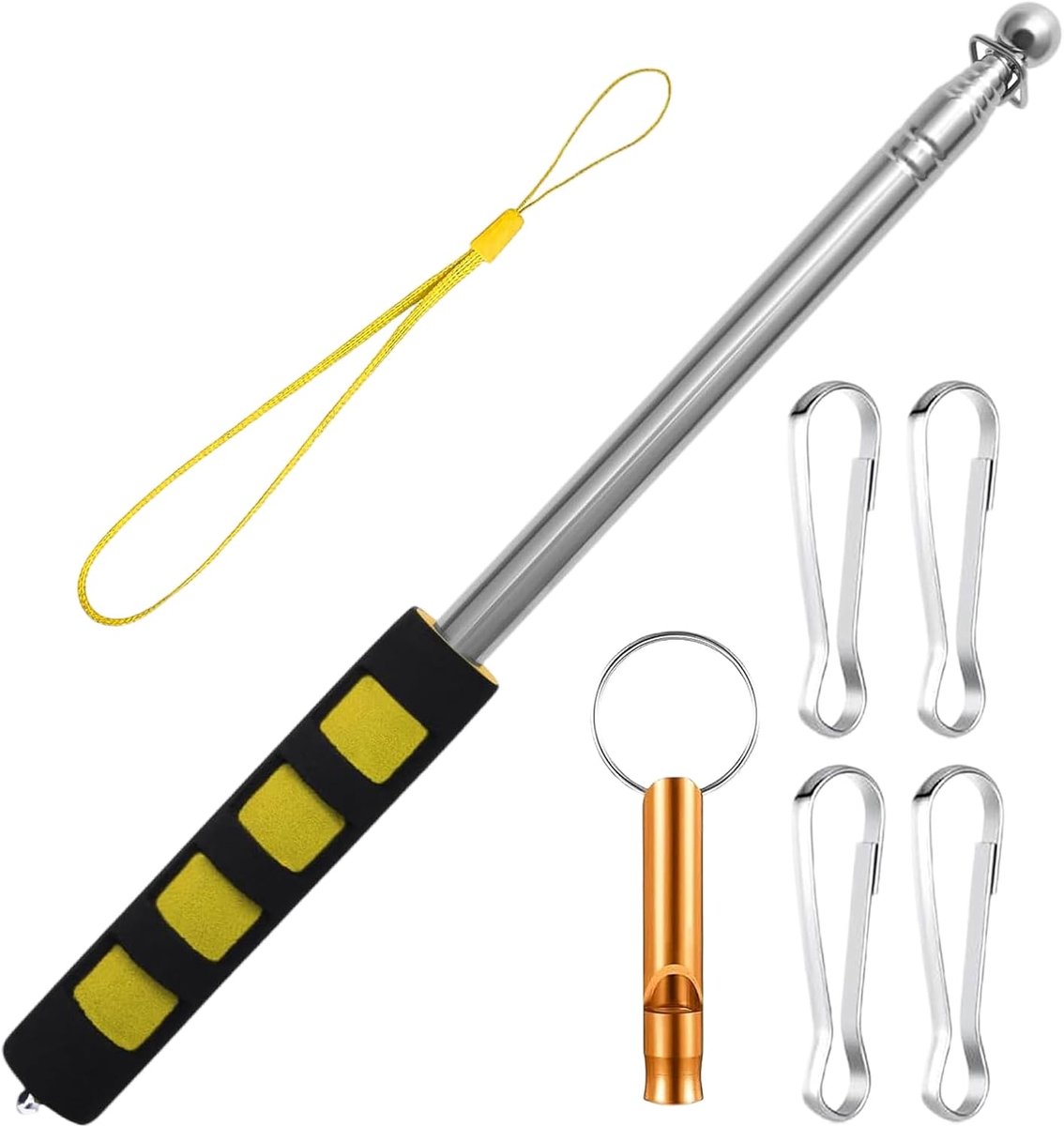 telescoopstang met 4 clips (2.5m, Geel)