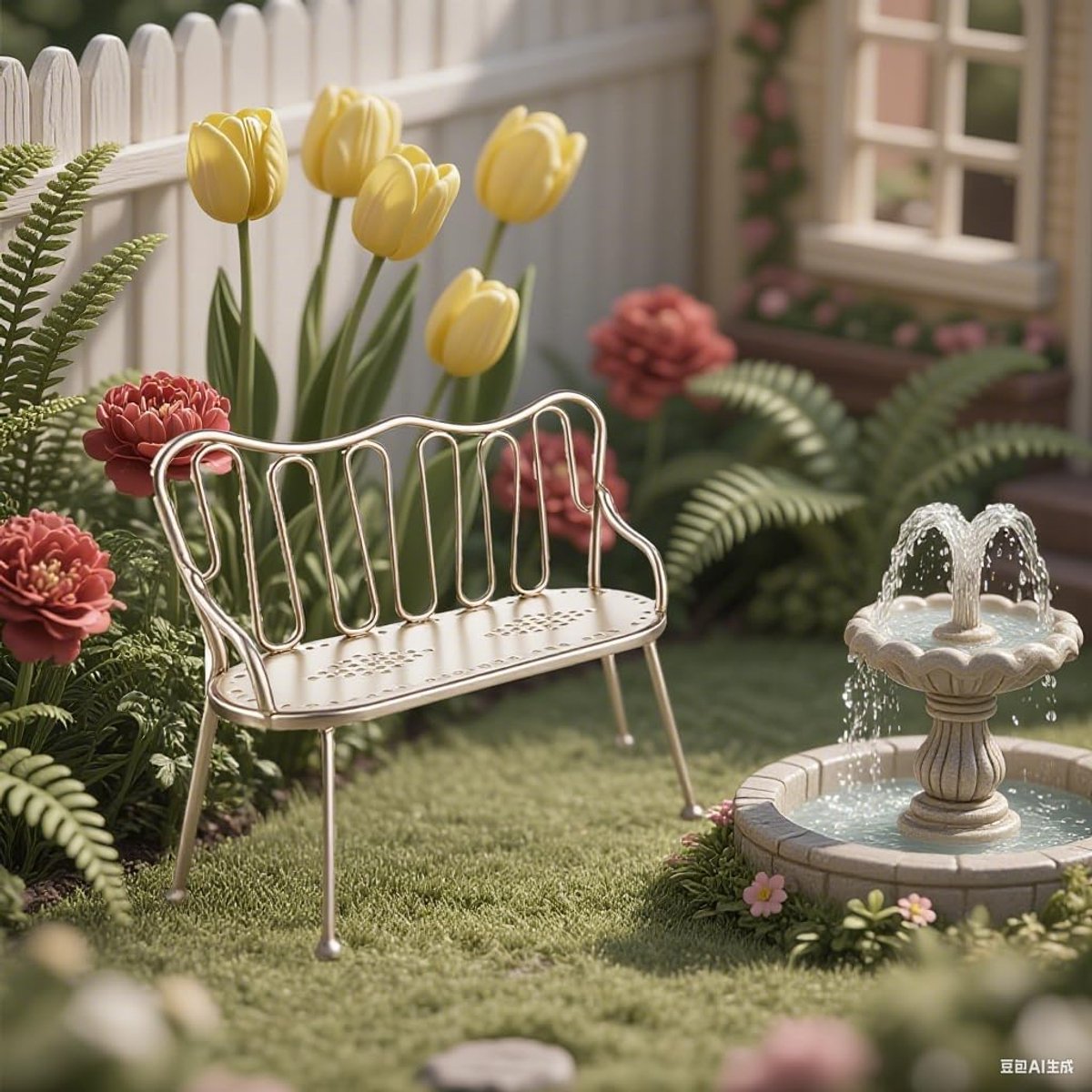 Meubels Dubbele Stoel, Scandinavische Stijl Miniatuur Gouden Metalen Stoel, Miniatuurstoel, Meubeldecoratie, Accessoires voor Eetkamer, Tuin, Woonkamer (gouden dubbele stoel)