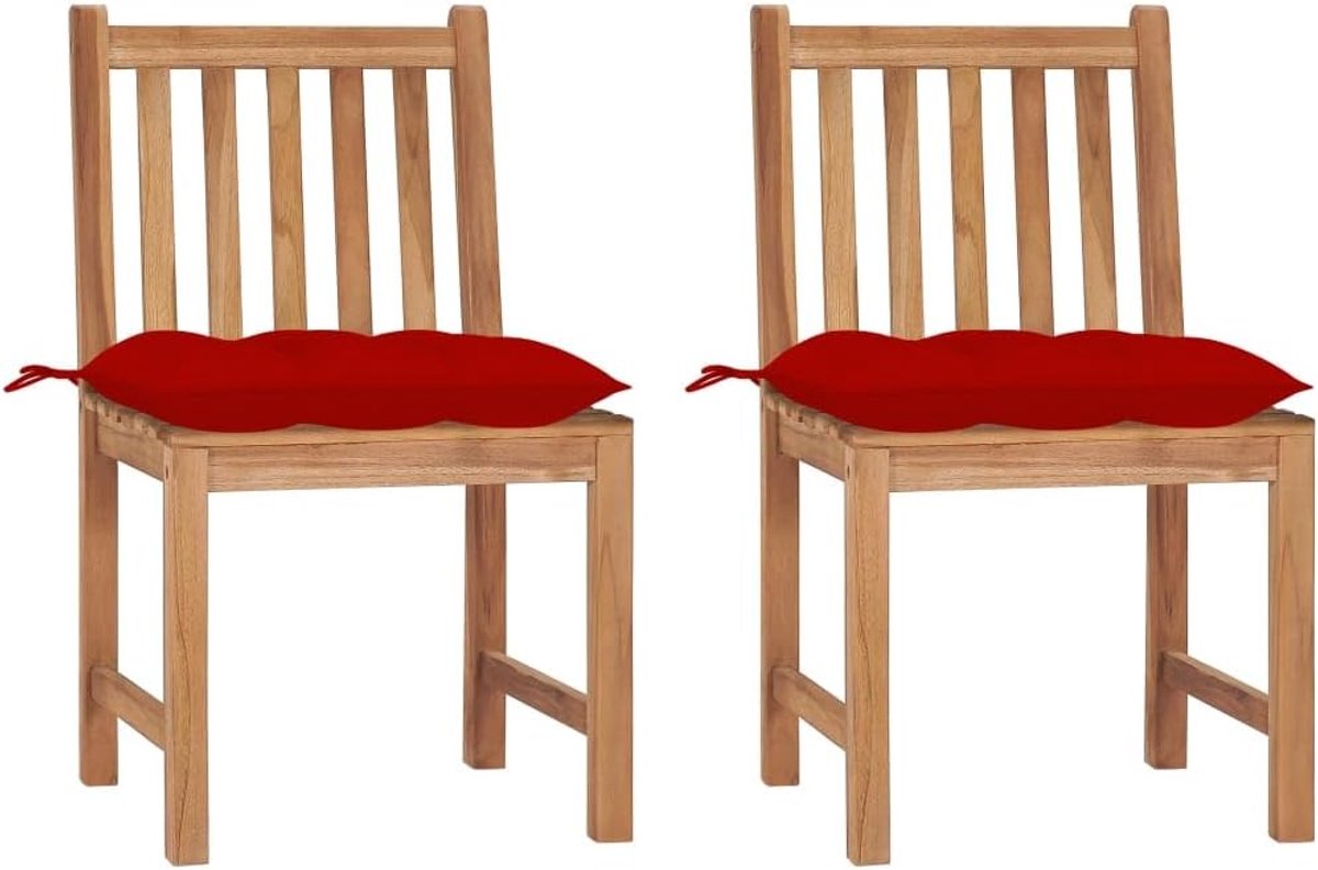 2 stuks, met kussen, massief teakhout, vrijetijdsstoelen, balkonstoelen, terrasstoelen, terrasstoelen, voor terras, tuin, dek
