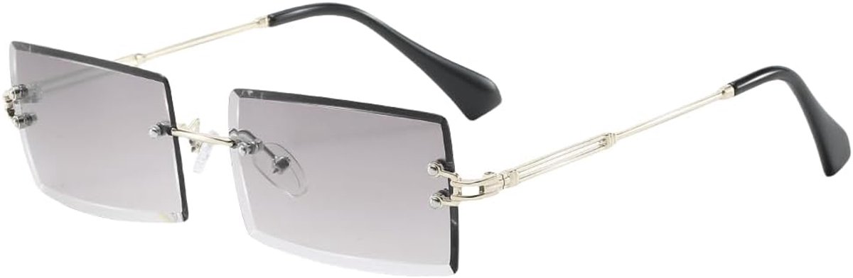 randloze zonnebril voor dames en heren, modieus, retro, rechthoekige bril, UV400-bescherming