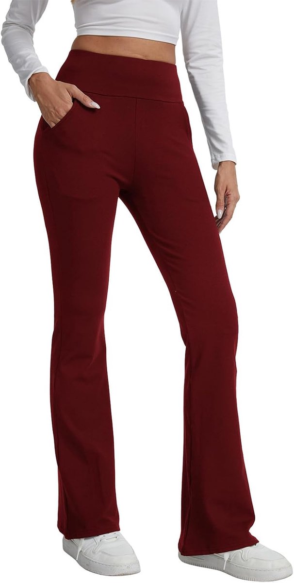 Yogabroek voor dames, gevoerd, uitlopende legging