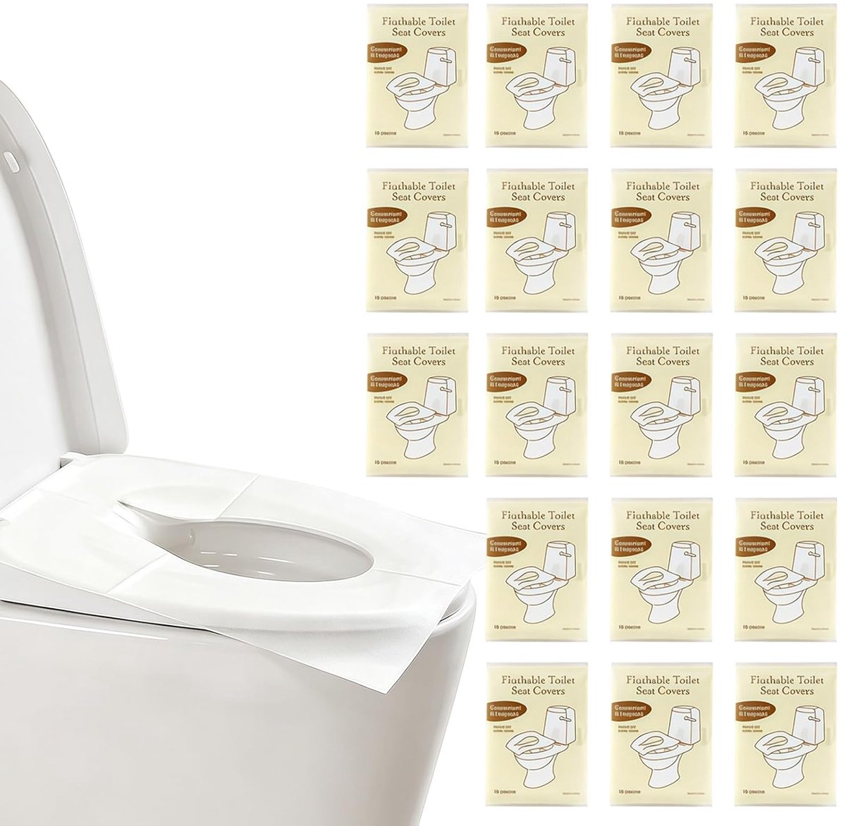 Toiletkussen, 180 stuks wegwerp wc-deksels, wegwerp wc-stoelbekleding, hygiënische toiletbescherming, universeel voor reizen, kantoor, hotel, openbare toiletten