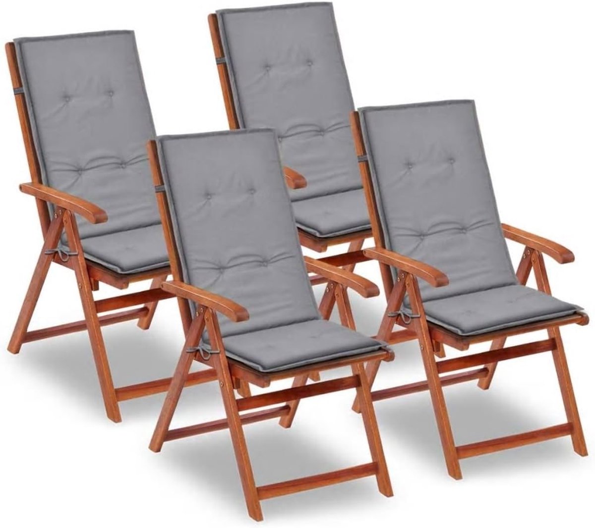 Tuinstoelkussen voor kussens met hoge rugleuning, zitkussen, stoelkussen, zitkussen, grijs, 120 x 50 x 3 cm, 4 stuks