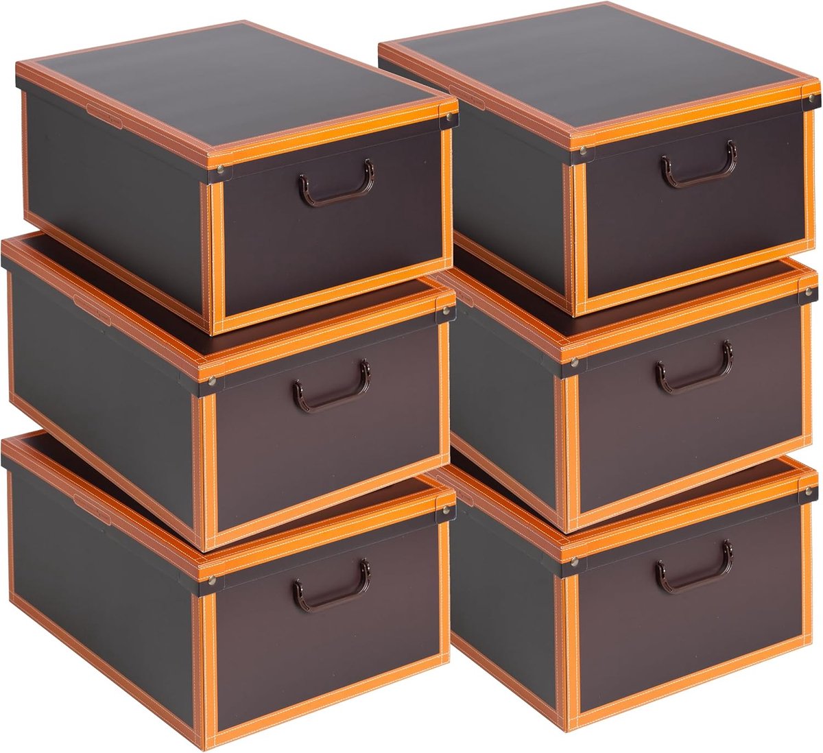 – Set van 6 opbergdozen met deksel, kleding organizer voor seizoenswissel, karton 40 x 50 x 25 cm, stippen design, stevig en ruimtebesparend, Made in Italy