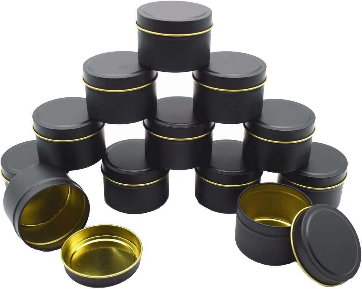 12 stuks lege potjes, ronde kaarsglazen, 12 stuks, lege metalen blikjes voor kaarsen, snoep, doe-het-zelf, handwerk, sieraden (50 ml)