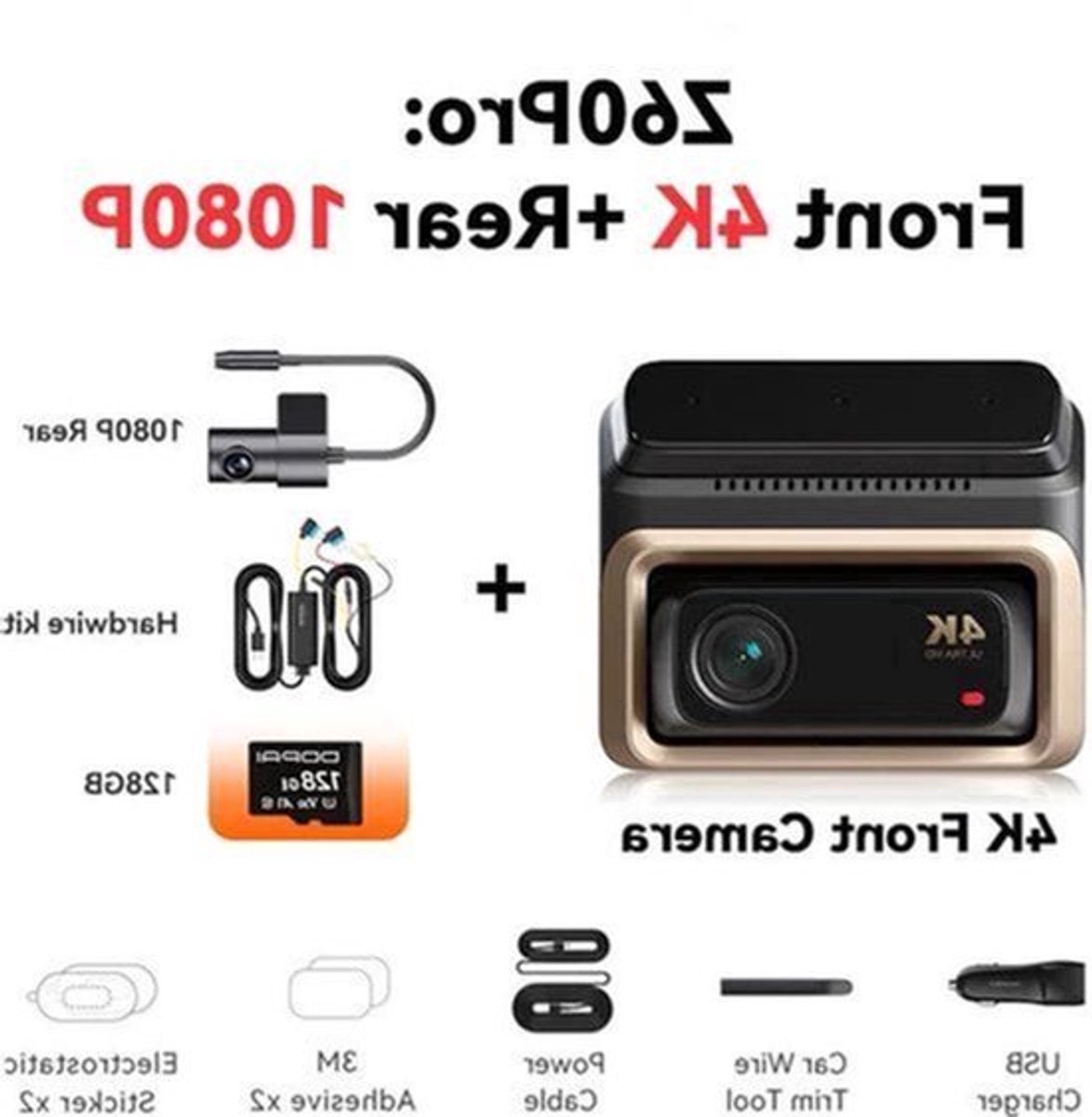Dashcam – Autocamera – Rijcamera – Vehikel Recorder – Dual Channel Systeem – Haarscherpe 4K UHD Video – Slimme ADAS Veiligheidsalerts