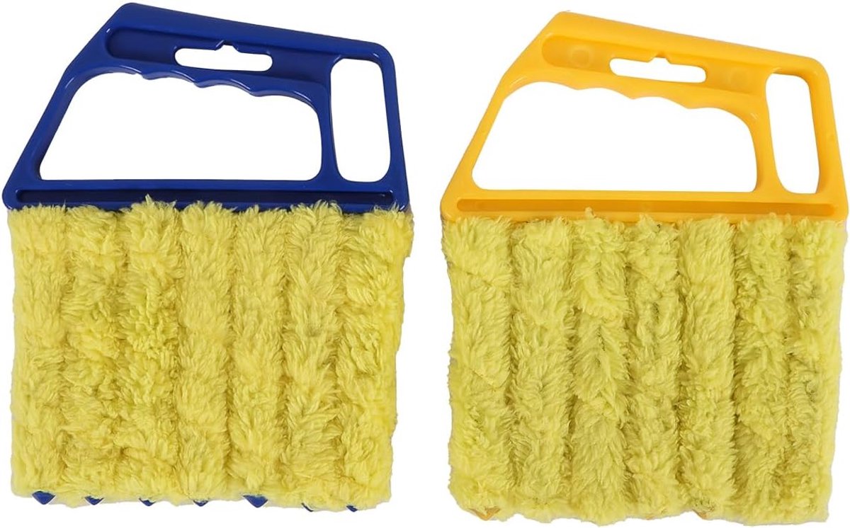 2 stuks jaloeziereinigers, jaloeziereinigers met ergonomische handgreep voor ventilatieroosters, luiken en raamrails (blauw, geel)