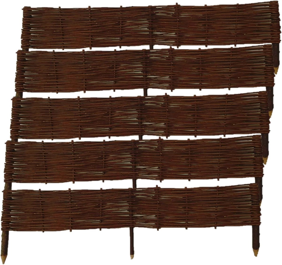 Palissade 5-delige Set, Wilgenhek 100 cm x 20 cm, Natuurlijke Wilgenafrastering, Houten Tuinafscheiding, Handgemaakte Wilgenvlecht, Borderafscheiding, Plantenbak Rand