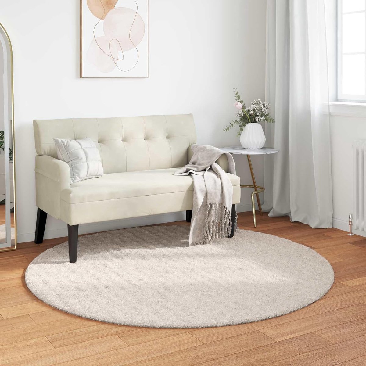 Vloerkleed SIROLO beige Ø 120 cm van polyester voor binnen