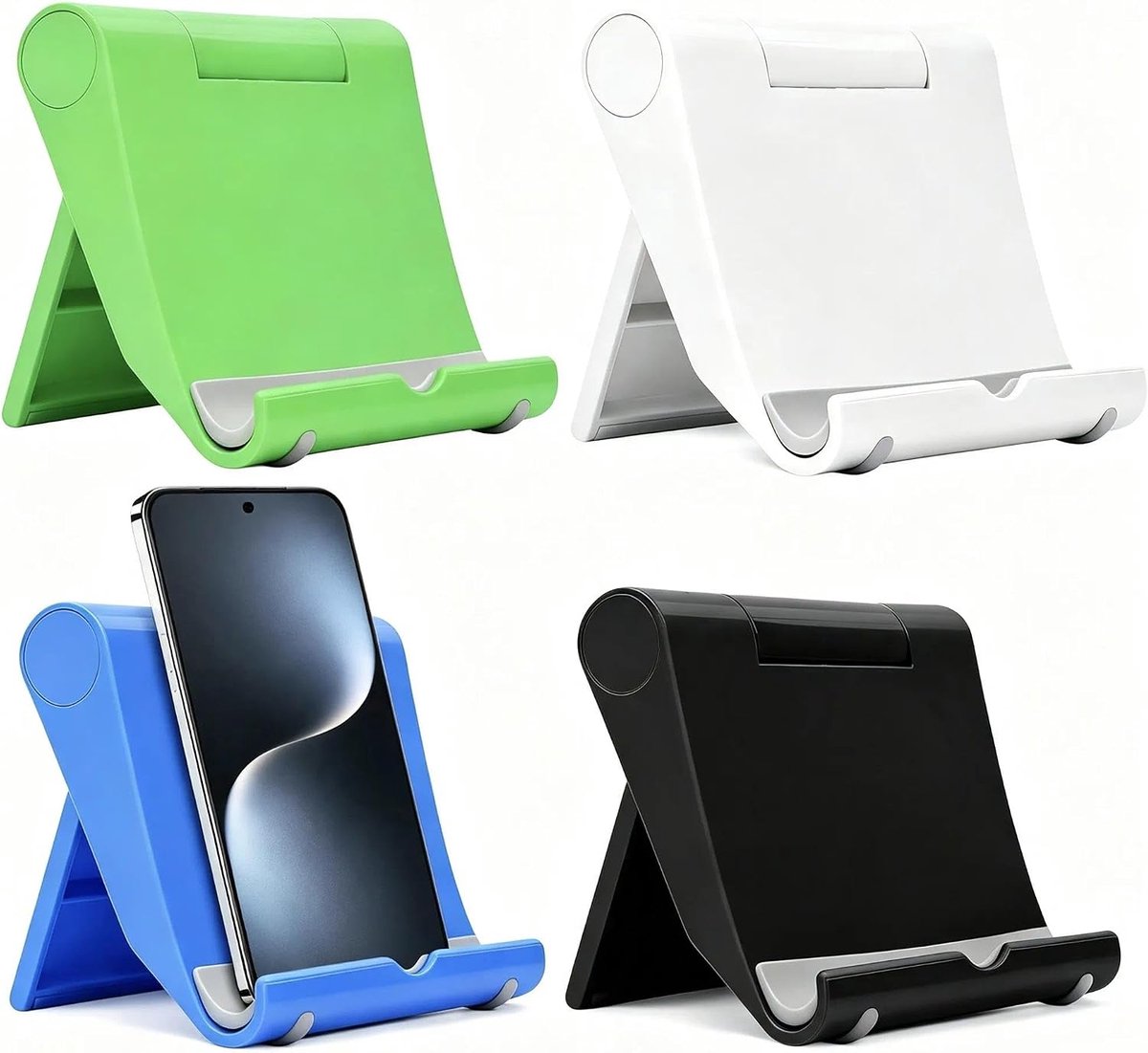 4 stuks telefoonhouders voor bureau, verstelbaar, inklapbaar