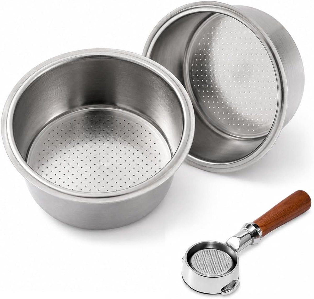 2 stuks koffiefilters, filters voor koffiemachines, roestvrij staal, corrosiebestendig, gemakkelijk schoon te maken, past op de meeste handgrepen (51 mm)