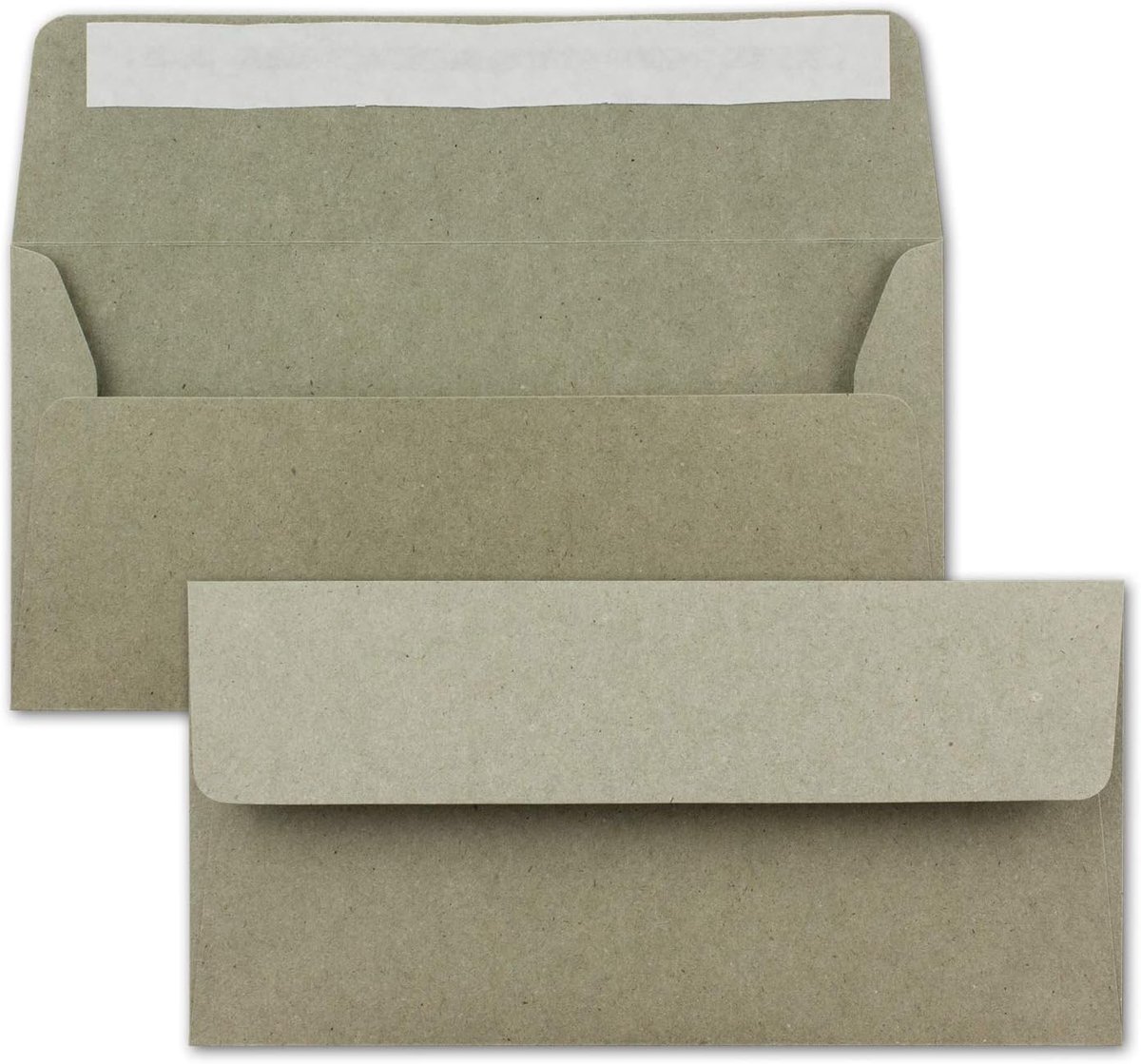 25x Kraftpapier enveloppen DIN Lang - Grijs EKO - Zelfklevend 11 x 22 cm - 120 g/m² brede lasche - Vintage enveloppen - van NEUSER PAPIER