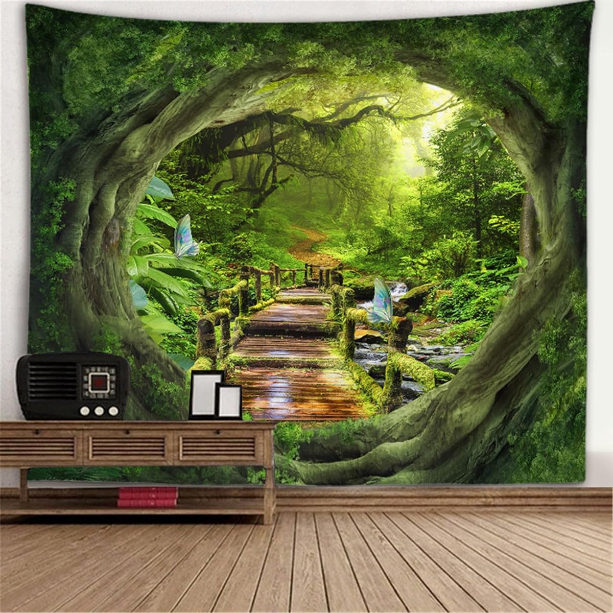 bos wandtapijt houten grot jungle muur opknoping decoratie 230x180cm