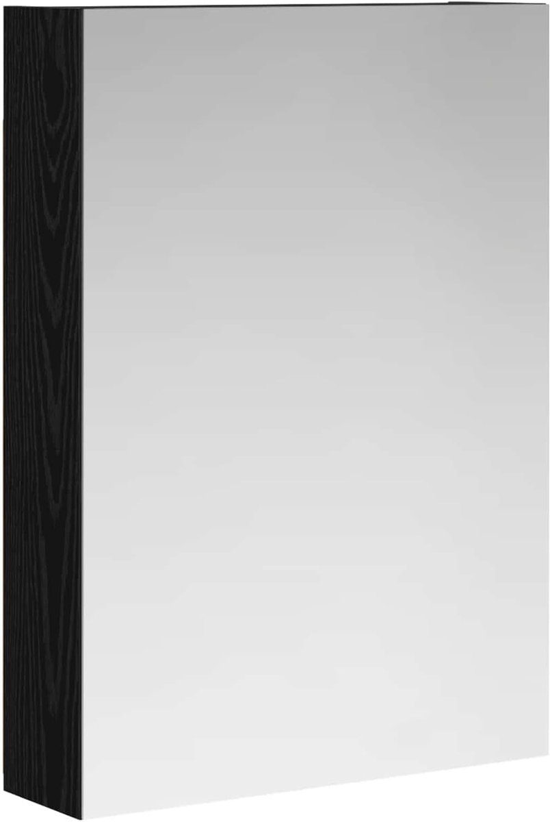 Badkamer spiegelkast zwart eiken look 50 x 14,5 x 70 cm, badkamerkast opbergkast voor make-up wastafel gastenbad 889040