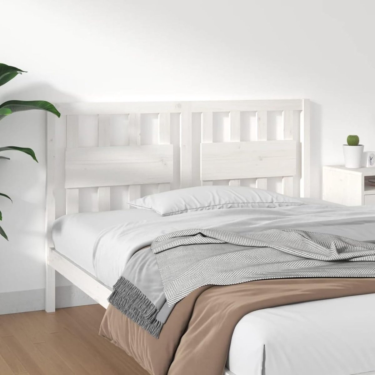 Hoofdeinde, wit, 145,5 x 4 x 100 cm, massief grenenhout, comfortabele ondersteuning, hoofdeinde, voor slaapkamer en logeerkamer A