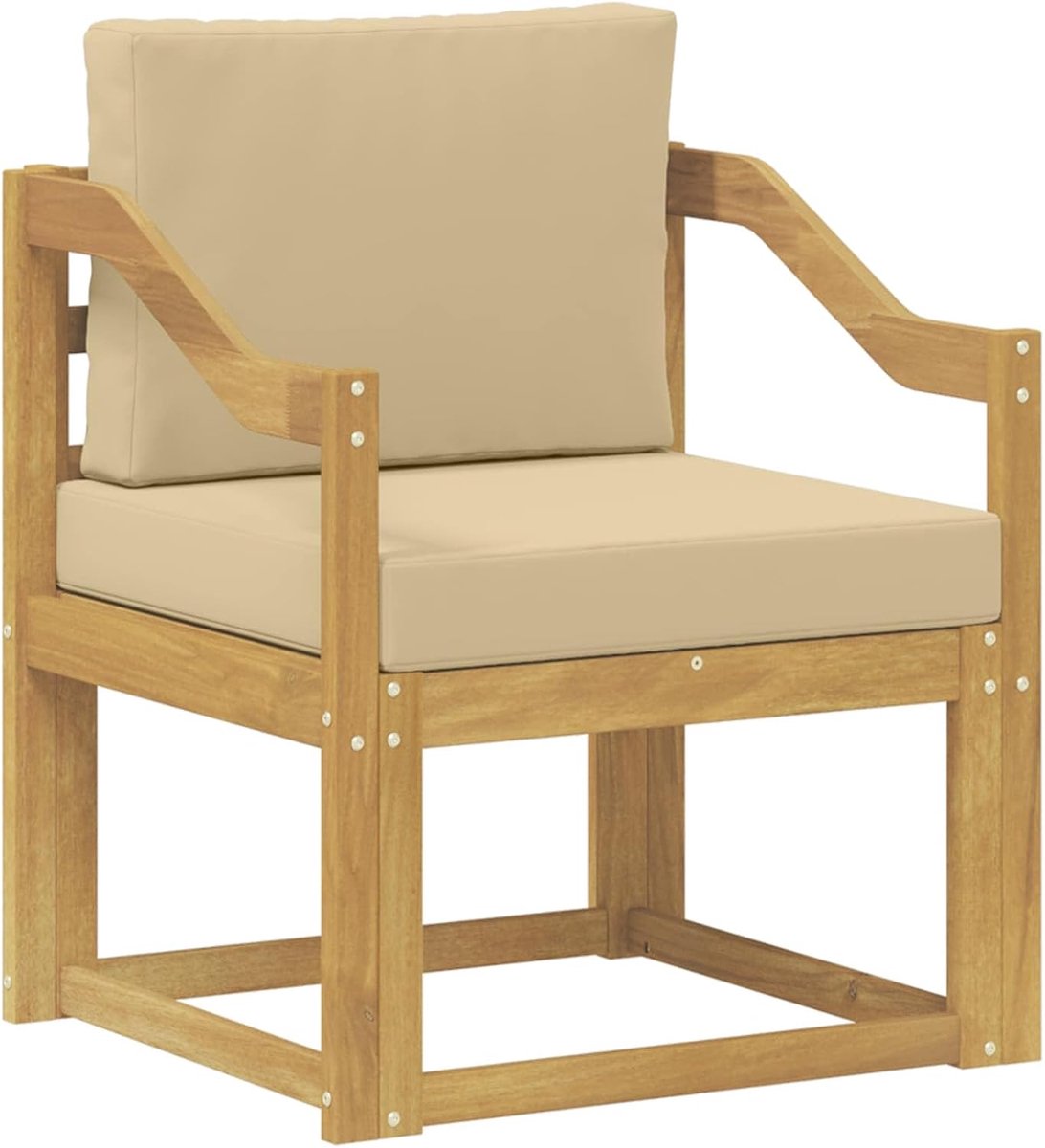 2-delig, polyester, wit, beige, acaciahout