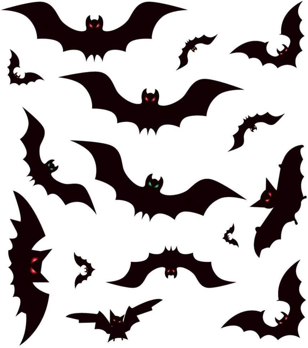 Vleermuisaanval Muurstickers, Feestdecoratie, Halloween-decoraties Voor Binnen, Raamstickers, Muurstickers, Vloerstickers, Statische Stickers, Zwart 27,5 * 38,5 CM