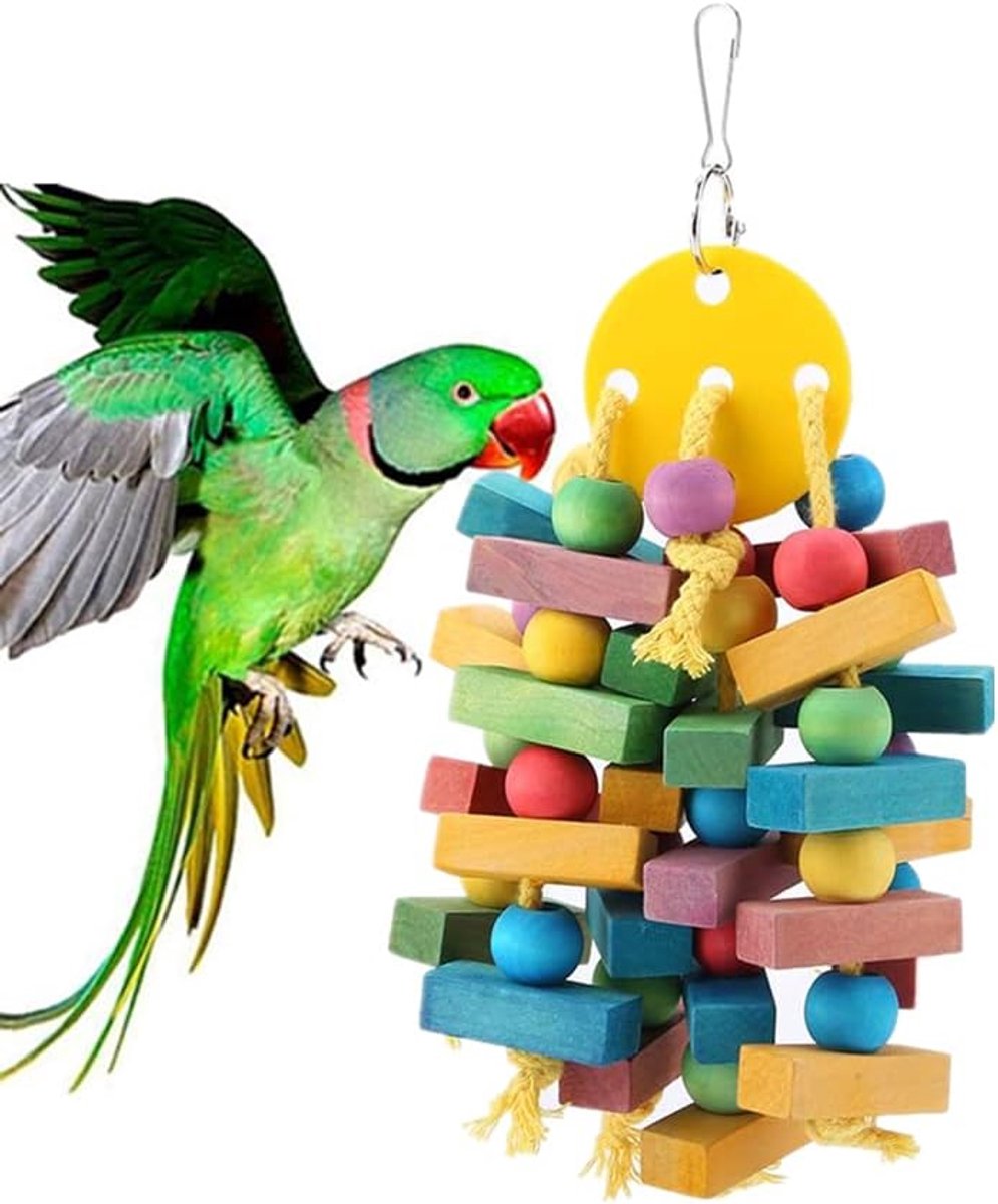 Speelgoed Schommel Veelkleurige Houten Blokken Scheuren Speelgoed Vogelkooi Nest Bijt Speelgoed voor Vogels Papegaaien