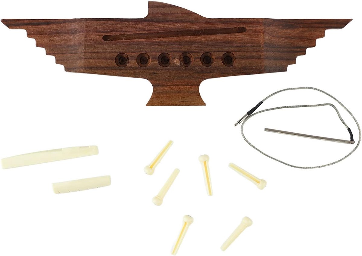 Onderdelen 10PCS 6 Snarige Akoestische Gitaar Brug Set Akoestische Gitaar Brugpennen met Zadelmoer Pin Pickup voor Akoestische Gitaar