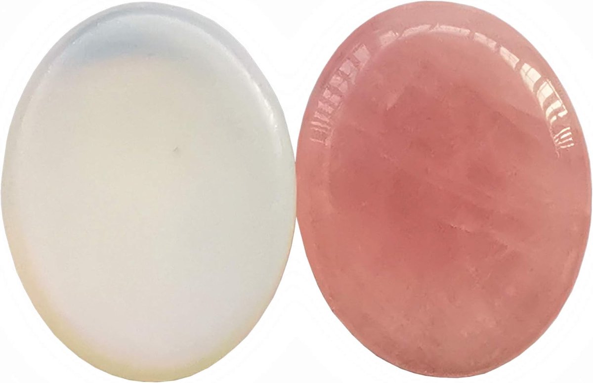 kristallen duim zorgen steen, stress relax genezing Reiki kristal tas palm stenen, rozenkwarts + opaliet
