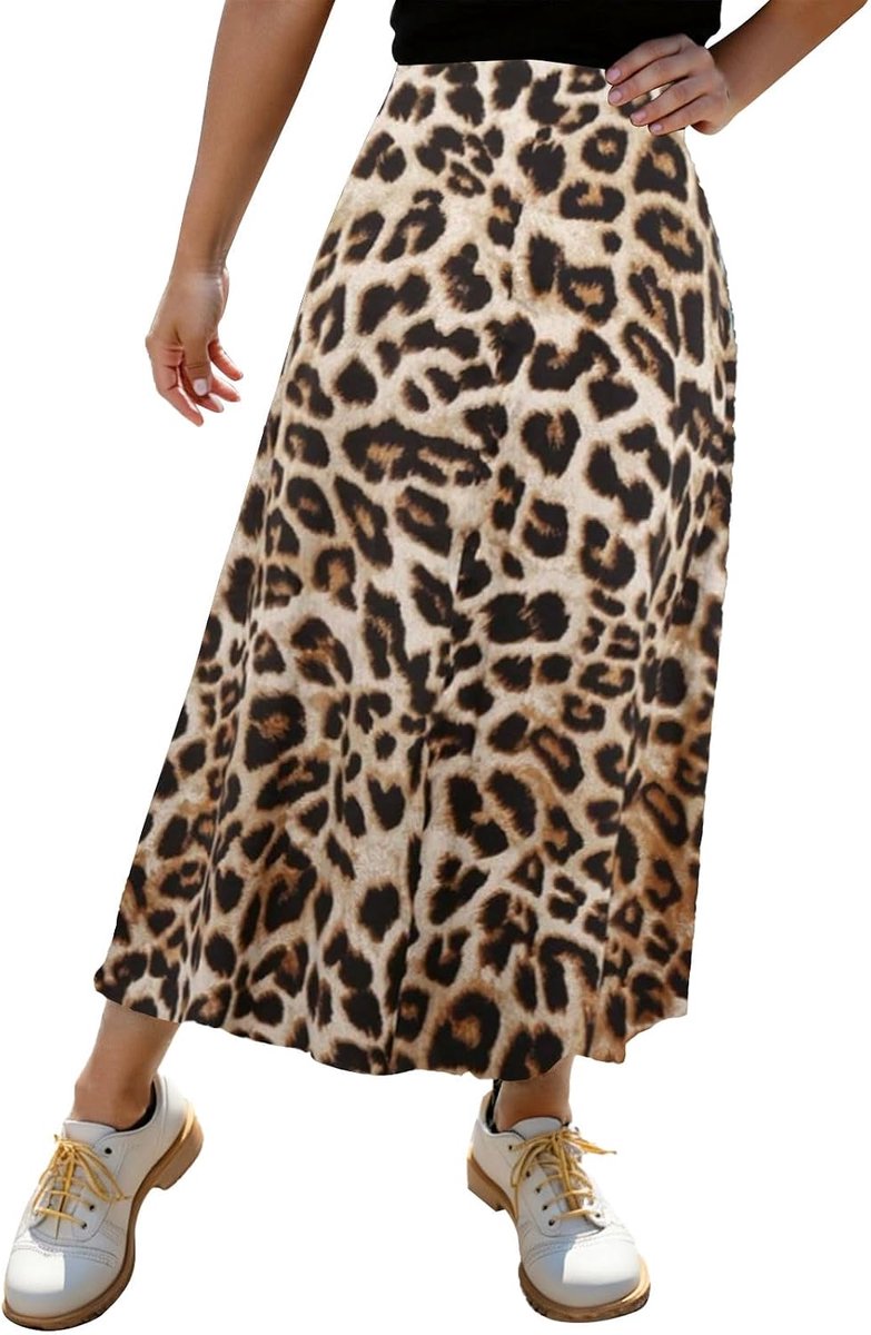 Lange satijnen rok met bloemenprint, split, elegant, hoge taille, vloeiende zoom en comfortabele pasvorm.