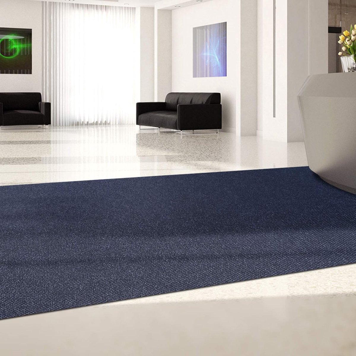 Hongkong Vuilvang-loper, per meter, antislip, vuilvangmat, vuilvangmat, keukenloper, keukenmat (blauw, 100 cm x 1500 cm)