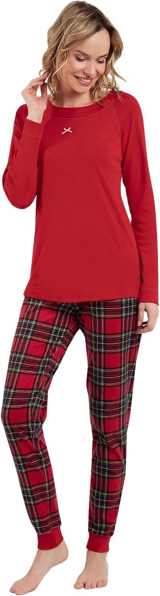 Fashion Katoenen Damespyjama met Kerstprint | Warme en Zachte Tweedelige Set met Shirt en Broek | Gezellig voor de Feestdagen of Thuisrelax S-XXL