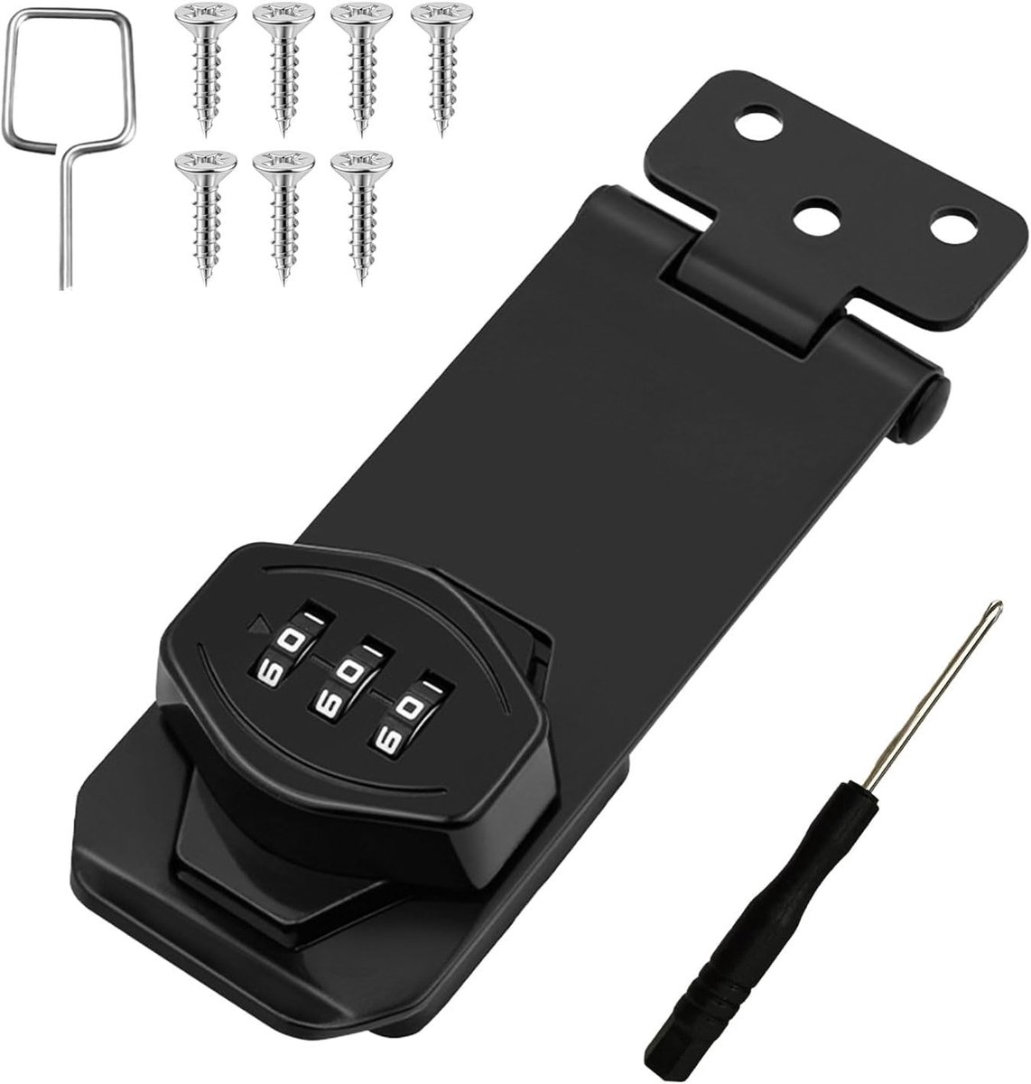 Combinatie Rotary Locks, 3-cijferig wachtwoord Slide Hasp Latch Lock, zwarte beveiliging anti-diefstal grendel, voor kasten, lade, archiefkast, garage, schuurdeur (10,2 cm)