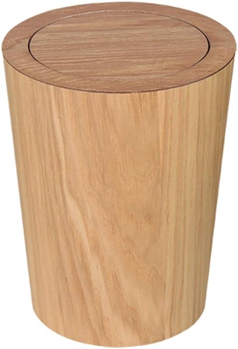 Prullenbak Vuilnisbak Nordic Style, Houten, 3.2L / 2.1gallon, licht bruin, bruin, donker bruin, vuilnisbak met Deksel voor Vuilnisbak (Color : F, Grootte : 12L)