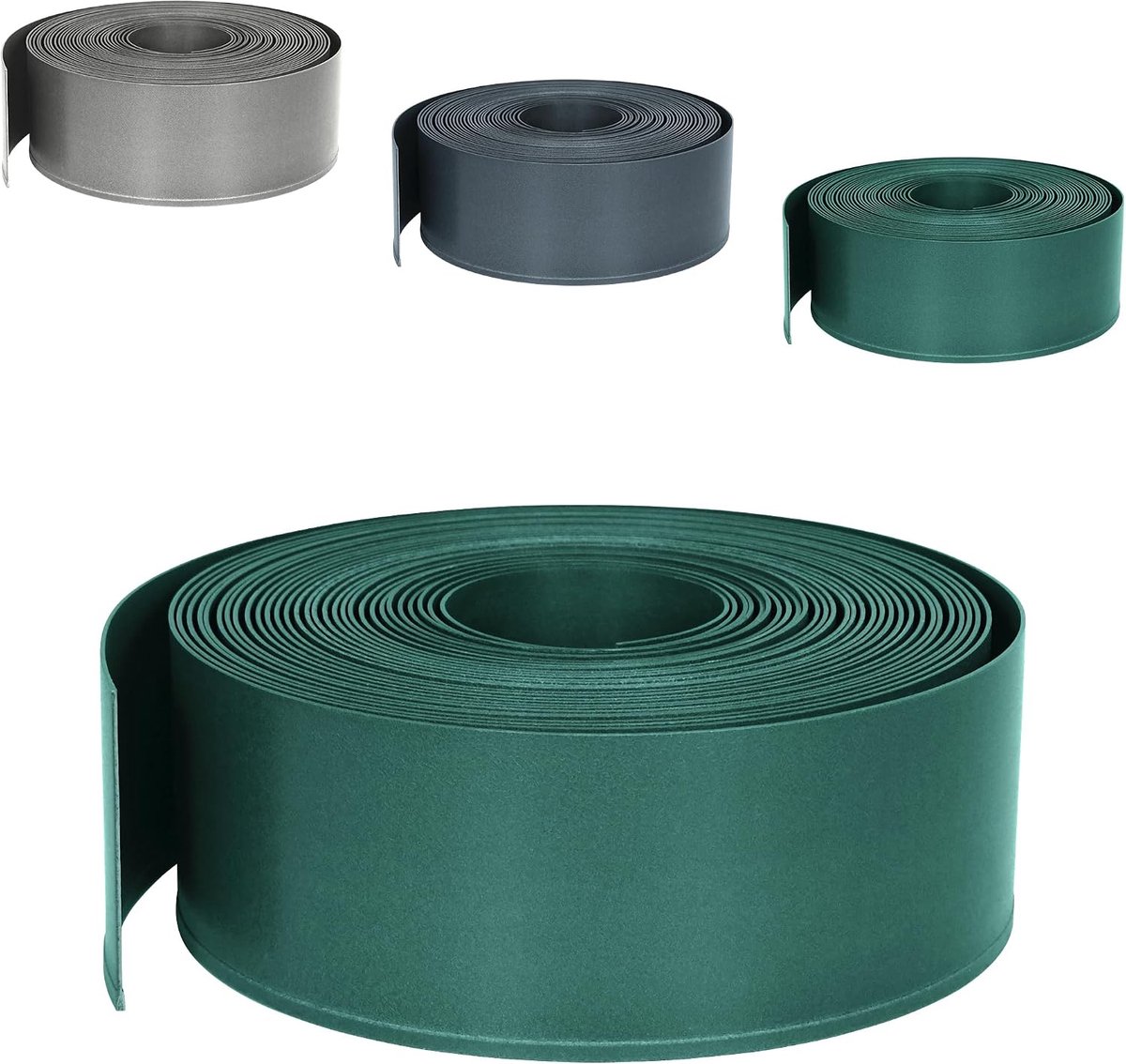 Kunststof, bloembedrand, maaikander, rol van plastic, flexibele wortelblokkering, buigbaar, in elke vorm, 20 m, perkomranding, 12 cm hoog, Lawn Edging voor tuin, binnenplaats, groen