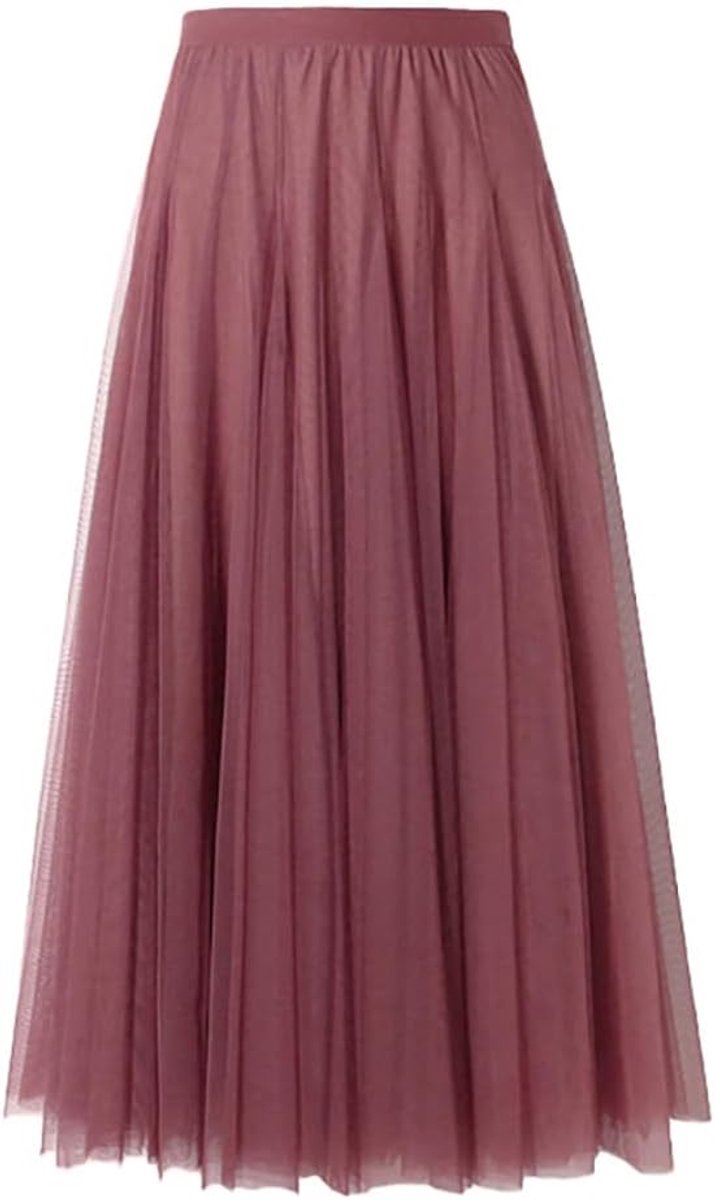 Maxi-tule rok voor dames, A-lijn, midi-rok, onderrok, gelaagde rok, plooirok, dames, tule rok met hoge taille, podiumjurk, mesh, tutu, rok voor bruiloft en feest