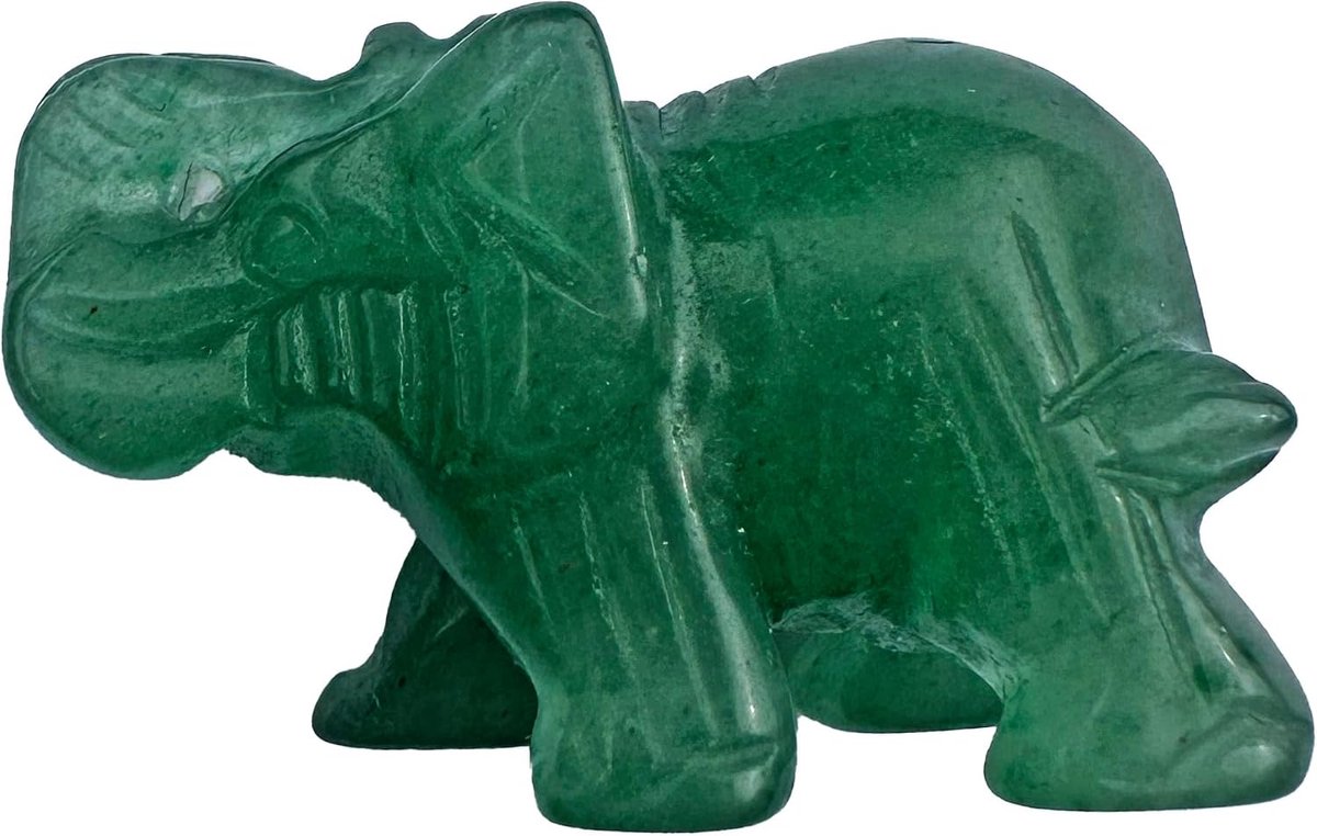 Kristal-olifantenfiguren, gesneden natuurlijke olifant, olifanten-woondecoratie (groene aventurijn)