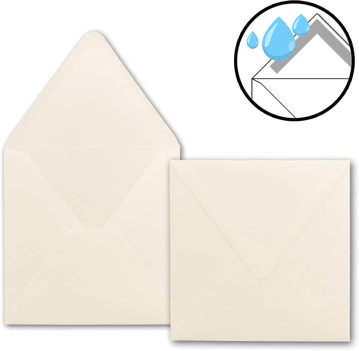 Vierkant 15 x 15 cm - crème-wit - 150 stuks - Voor zeer speciale gelegenheden - 120 g / m² - nat lijmen